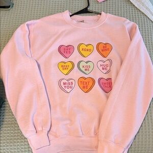 Gildan Pink Candy Heart Graphic Women's Sweater